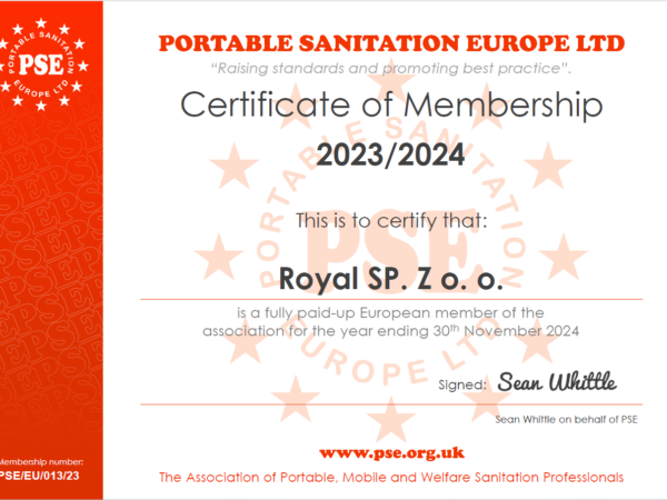 ¡¡Nos hemos unido a la Asociación PSE Portable Sanitation Europe LTD!!